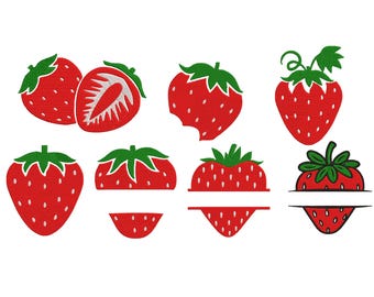 Diseño de bordado de fresa, mini fruta bordada a máquina, bordado de fresa dividida, bordado a máquina, bordado de nombre, 6 tamaños