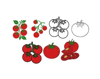 Cherry Tomatoes Embroidery, Tomatoes Embroidery Design, Mini Tomato, Vegetable Embroidery, Machine Embroidery files 6 Sizes Instant Download