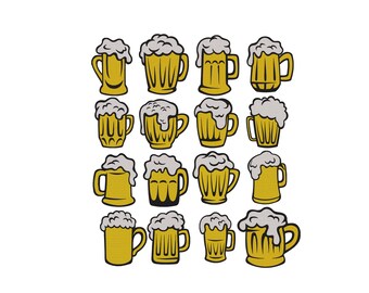 Beer Embroidery Design, Beer Glass Mugs and Tankards Embroidery, Mini Beer Embroidery, Beer Glass Bundle Embroidery, Beer Embroidery, 6 Size