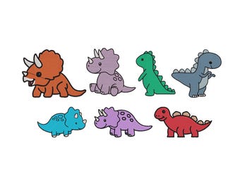 Diseño de bordado de mini dinosaurios, diseño de bordado de dinosaurios, diseño de bordado de dinosaurio, bordado de T-rex en 6 tamaños, descarga instantánea