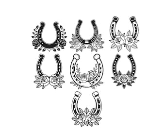 Floral Horse Shoe Embroidery, Shoe horse Embroidery Design, Horseshoe Line Art Embroidery, Bridal Horseshoe Machine Embroidery, 6 Sizes