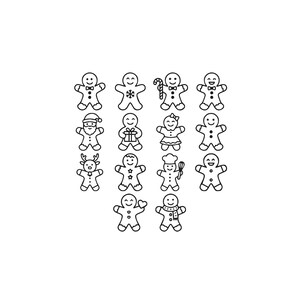 Gingerbread Cookies Embroidery, Cute Christmas Baking Gingerbread embroidery, Gingerbread Outline, Funny Christmas  Embroidery, 7 Sizes