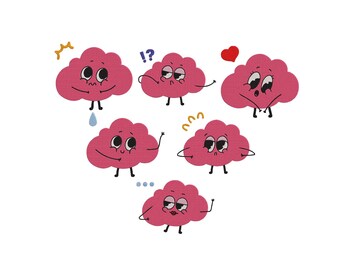 Human Brain Embroidery Design, Brain School Embroidery Design, Cute Pink Brain Machine Embroidery, Brain Face Embroidery Design, 6 Sizes