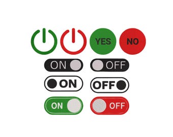 On Off Button Embroidery Design, Power Button Embroidery, Shutdown Sign Embroidery Design, Machine Embroidery Design Files, 6 Sizes