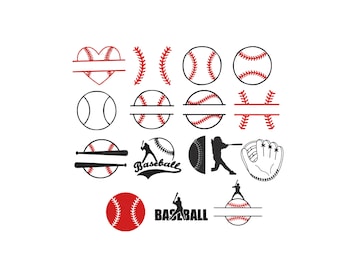 Baseball Embroidery, Baseball Split Embroidery Design, Sport Embroidery Design, Machine Embroidery Design, 6 Sizes, Instant Download