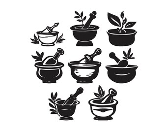 Pharmacy Mortar Pestle Bundle Embroidery, Pharmacist Symbol Embroidery, Mortar Pestle Outline,  Mortar Pestle Machine Embroidery, 6 Sizes
