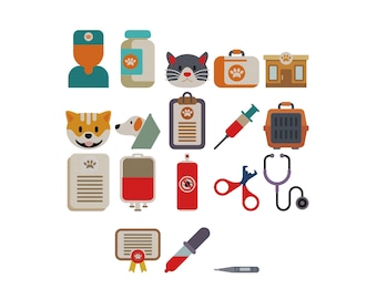 Pet Animal Care Embroidery Design, Pet Medical Bundle Embroidery, Veterinary Tools Embroidery,  First Aid Machine Embroidery File, 6 Sizes