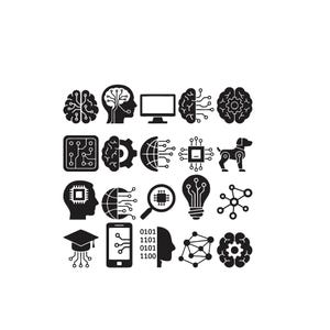 Zestaw do haftu: Sztuczna inteligencja, AI, Mózg, Logo, Uczenie maszynowe, Nauka o danych, Programowanie, Płytki drukowane, Sieci Globe, 7 rozmiarów