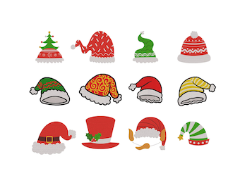 Bordado de gorro de Papá Noel, bordado de gorro de Papá Noel en miniatura, paquete de bordado de gorro de Papá Noel, diseño de bordado navideño, paquete de bordado en miniatura, 6 tamaños