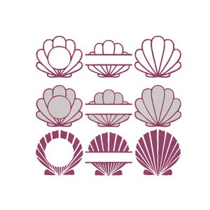 Diseño de bordado de conchas marinas, mini bordado de conchas, bordado de conchas marinas con líneas, aplique de verano, bordado a máquina de conchas marinas, 6 tamaños