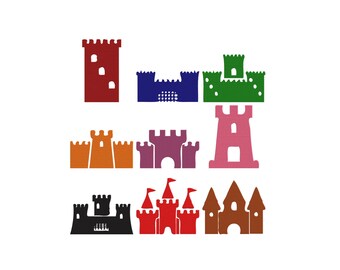 Princess Castle Bundle Machine Embroidery Design, Fairy Tale Castle Embroidery, Royal Castle Embroidery Design, Sand Castle Design, 6 Sizes