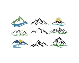 Mountains Bundle Embroidery Design, Mountains Embroidery Design, Mountain Silhouette Embroidery, Line art Embroidery Design 6 Sizes Download