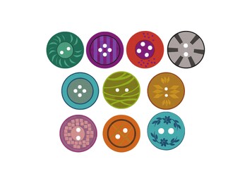Colorful buttons Embroidery, Swing Button Embroidery, Mini buttons Embroidery, Flower Buttons Embroidery, Fashion Embroidery, 6 Sizes
