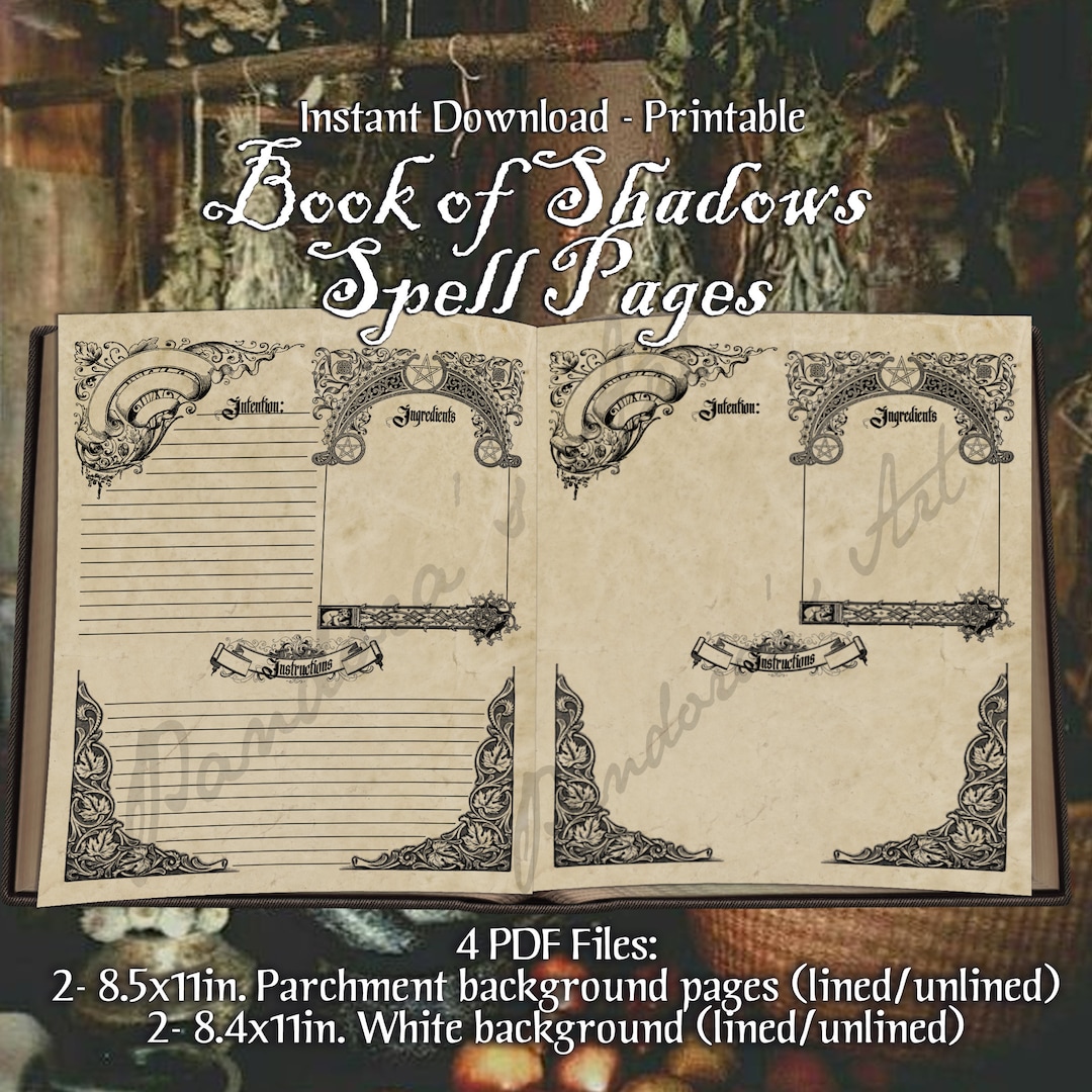 Printable Book of Shadows Spell Page| Instant Download| Grimoire Pages ...