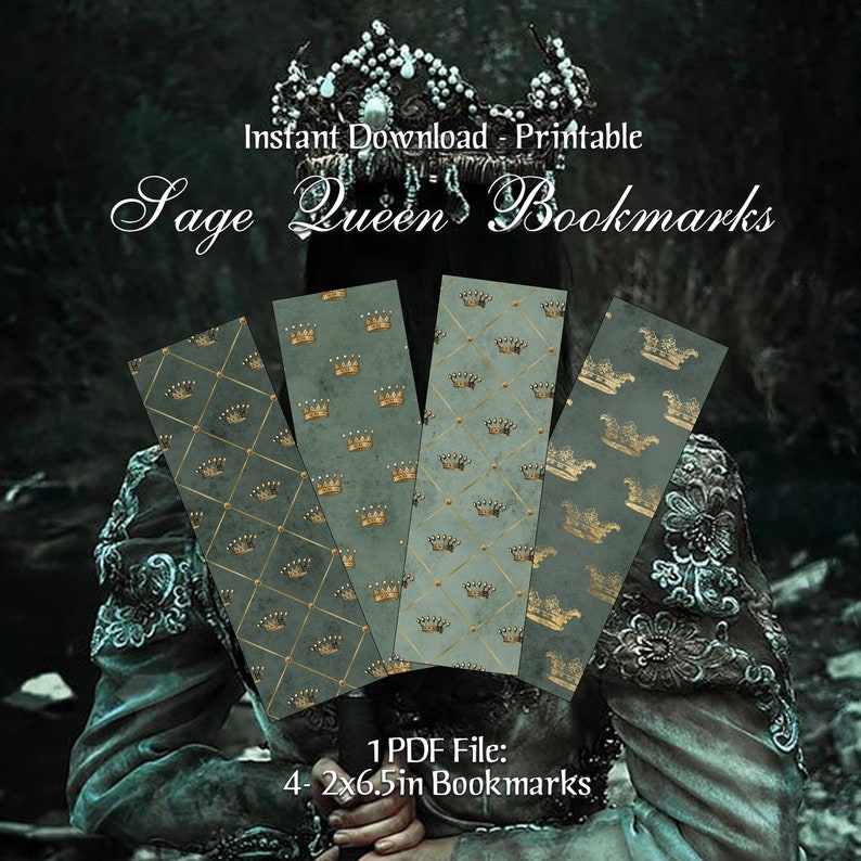printable queen fantasy bookmarks crown bookmark sage etsy