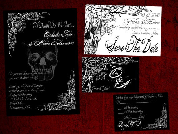 Til Death Do We Part Gothic Halloween Wedding Invitation Save Etsy