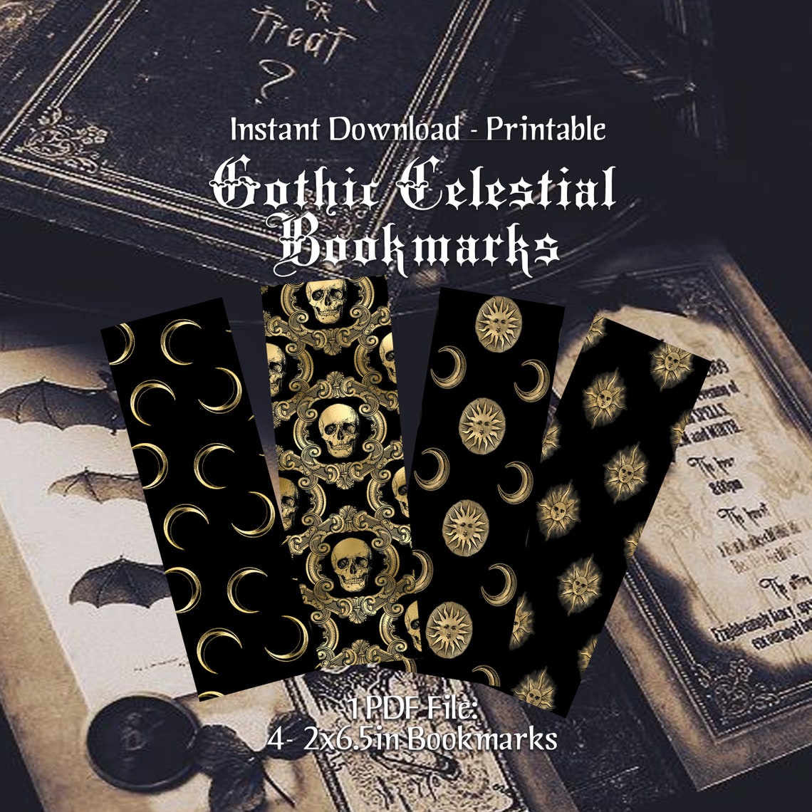 printable gothic celestial bookmarks sun and moon bookmark etsy