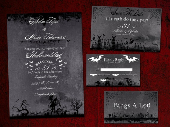 Spooky Haunted House Halloween Wedding Invitation Save The Etsy