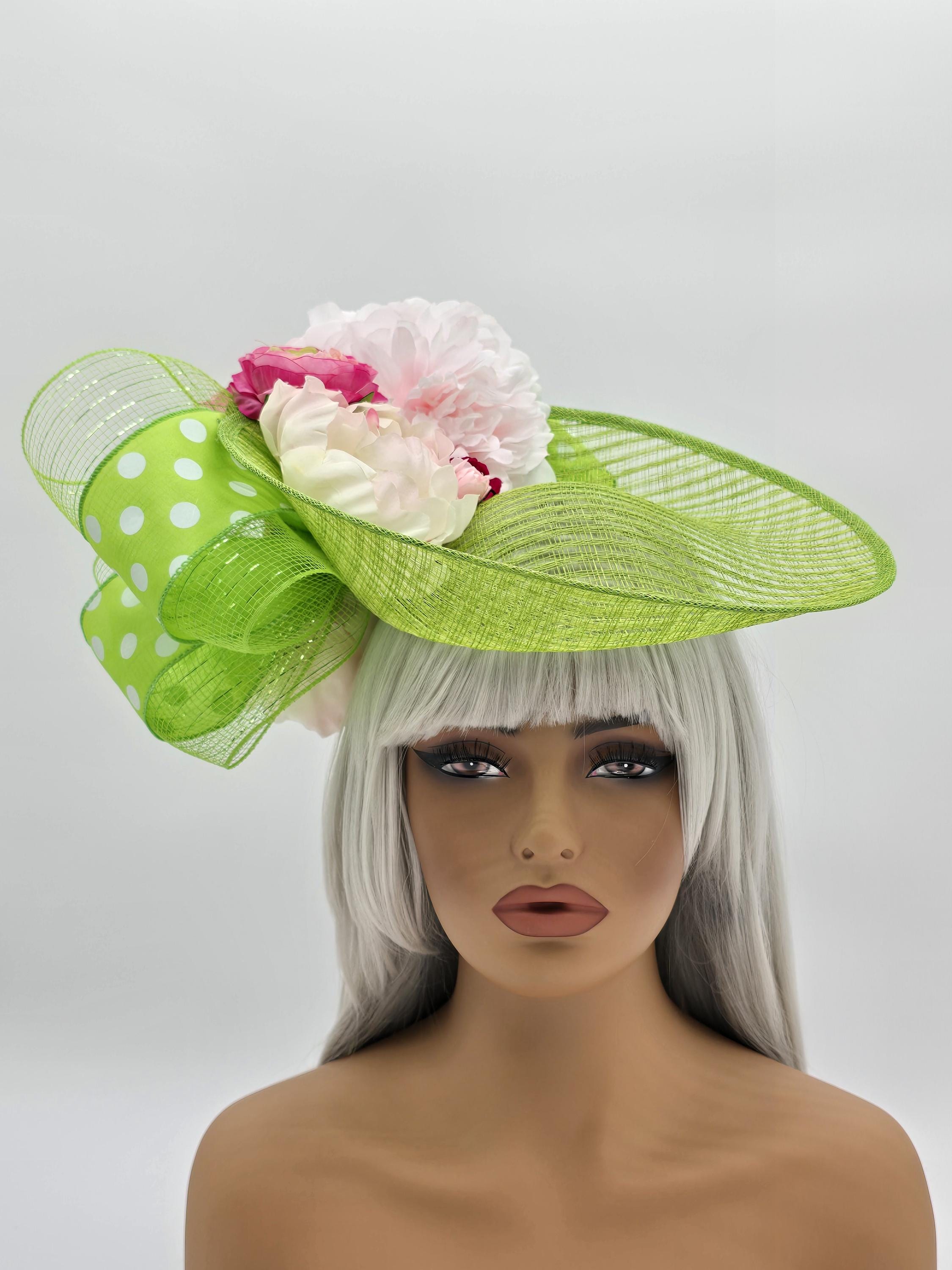 Vintage Lime Green Floral Pillbox Hat Avant Garde Fascinator Lime Green Fascinator - Etsy main image 3