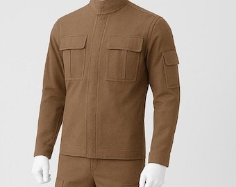 Brown Tactical Sci-Fi Outfit | Military Style Cosplay Suit for Men