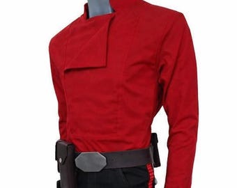 Herren Red Futuristischer Offizier Uniform Cosplay Kostüm | Sci-Fi Tunika & Gürtel