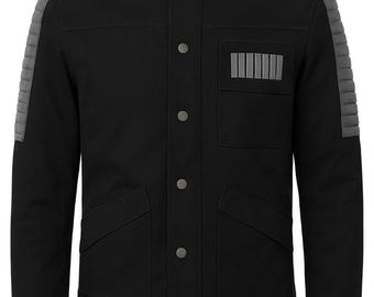 Chaqueta negra de ciencia ficción para cosplay, uniforme de juego futurista, disfraz de oficial espacial, disfraz para Comic Con y Halloween.