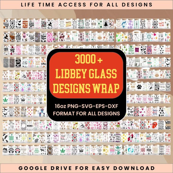 3000+ Libbey Glass Wrap Designs Bundle, 16oz Glass Can SVG, 16oz Sublimation Designs, 16oz Tumblers and Cups Designs