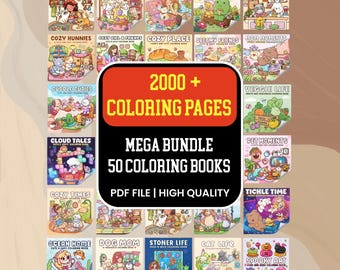 Megabundel van 2000+ pagina's, 50 digitale kleurboeken, gedurfde en eenvoudige ontwerpen, Coco Wyo-stijl, directe pdf-download