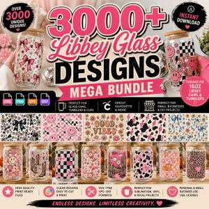 3000+ Libbey glasomslagsdesigner, 16oz glasburk SVG, 16oz sublimeringsdesigner, 16oz glas och koppdesigner