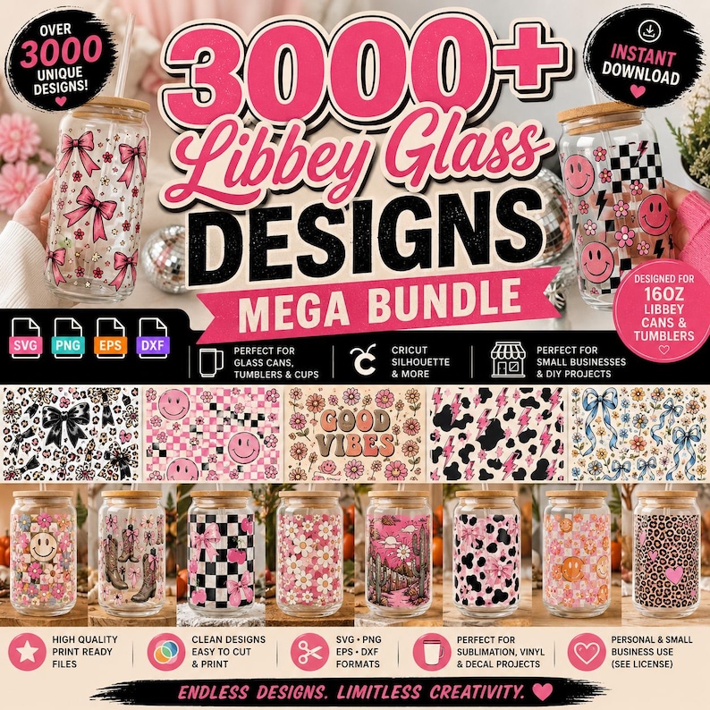 3000+ Libbey Glass Wrap Designs Bundle, 16oz Glass Can SVG, 16oz Sublimation Designs, 16oz Tumblers and Cups Designs image 1