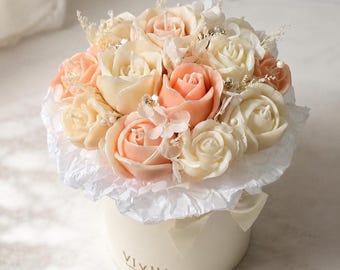Ramo de velas de rosas, velas de cera de soja con forma de flor que no se marchitan, regalo ideal para jubilación, nuevo trabajo o despedida.