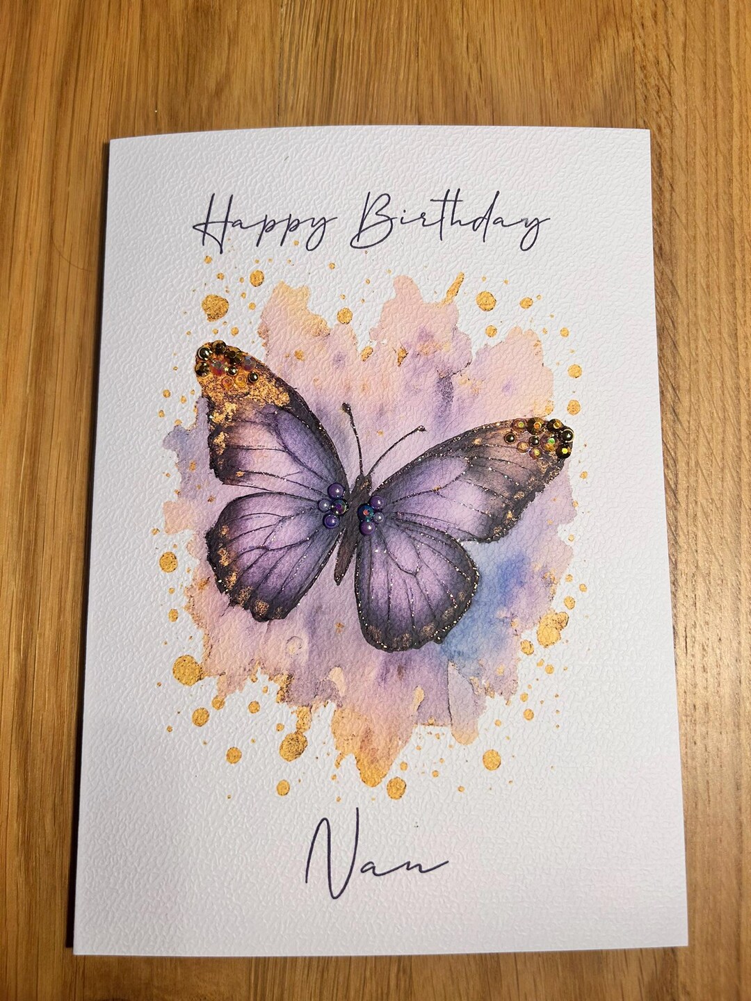 Personalised Purple Butterfly Birthday Card With Glitter and ...