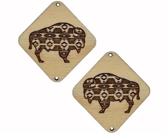 Buffalo Square Wooden Center Cabochon