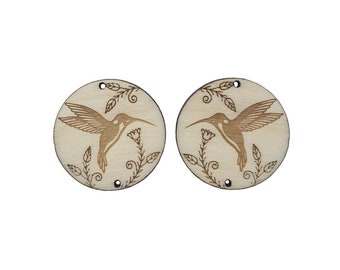 Hummingbird Wooden Center Cabochon