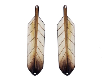 Wooden Feather Center Cabochon