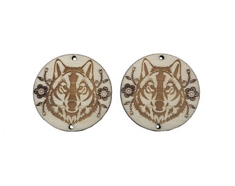 Wolf Wooden Center Cabochon