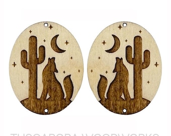 Desert Coyote Wooden Center Cabochon