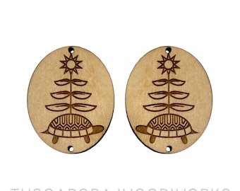 Turtle Island Oval Wooden Center Cabochon