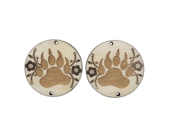 Bear Paw Wooden Center Cabochon