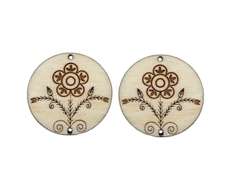 Flower Wooden Center Cabochon