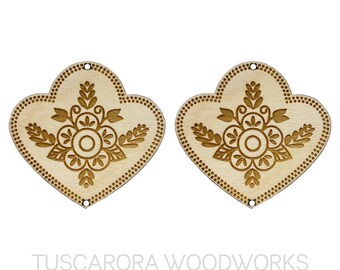 Trilobe Heart Floral Wooden Center Cabochon