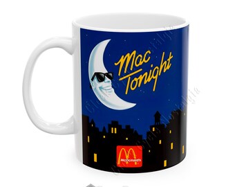 McDonalds Mac Tonight Retro Coffee Mug - 1980s Advertising 11 & 15oz Ceramic Cup - Reprint