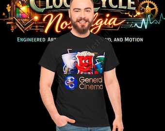 General Cinema T-Shirt - Retro GCC Popcorn and Pepsi Cup Mascot Kiss Tee