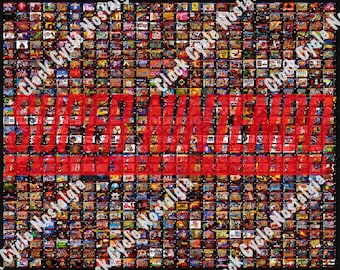 Super Nintendo SNES Ultimate Mosaic - 700 Game Box Art - 16-Bit Retro Art Poster - Repositionable 20"x16"