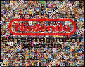 Ultimate NES Library Mosaic Poster - 665 Game Box Art - 20"x16" Poster - Satin- Repositionable