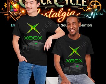2001 Original Xbox-konsol & logotyp T-shirt - Retro 128-bitars spelgrafik T-shirt