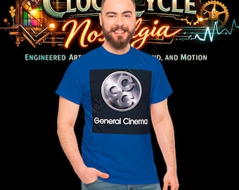 General Cinema T-Shirt - Retro GCC 3D Silver Metallic Globe Logo Black Tee