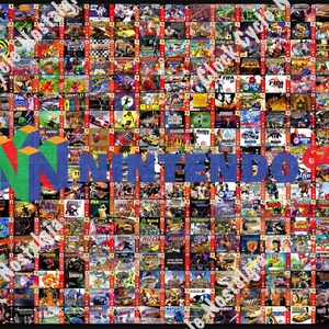 1996 Nintendo 64 N64 Ultimate Mosaic - 288 Game Box Art - 20"x16" Repositionable Vinyl Poster