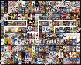 2005 Sony PlayStation Portable PSP - 227 Game Box Art Mosaic - 20"x16" Vinyl Repositionable Poster - Handheld Masterpiece