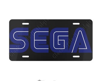 Classic Sega Aluminum License Plate - Retro Gaming Car Decor - 12x6 Metal Tag